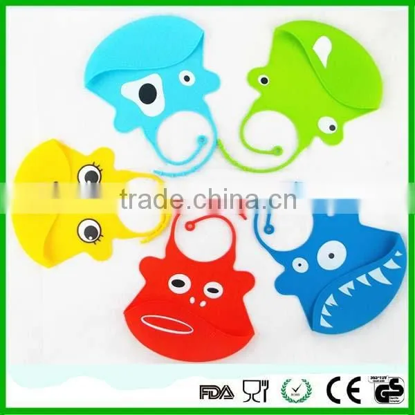 Kids cute silicone bibs/baby lunch bibs/waterproof bibs