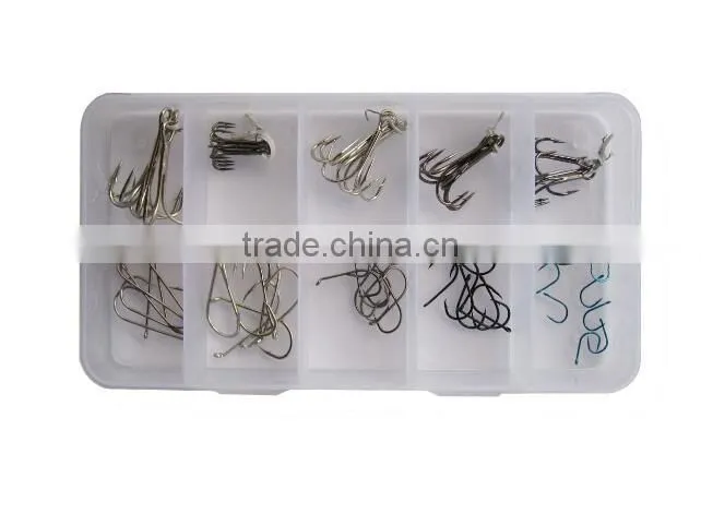 Fishing hooks assortment in plastic box