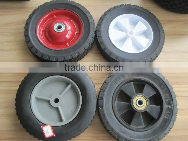 8X1.75" red steel rim solid rubber wheel