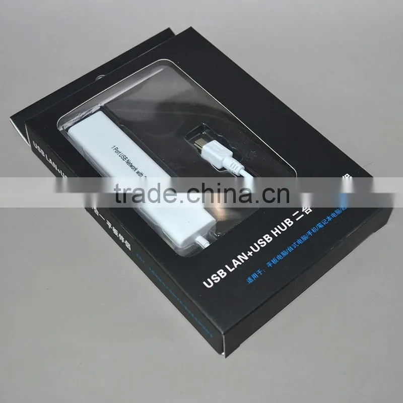 with 3 port USB2.0 HUB Mini USB Micro usb usb2.0 to Ethernet ports 20cm cable rj45 male adapter lan card ,Chip: 88772C