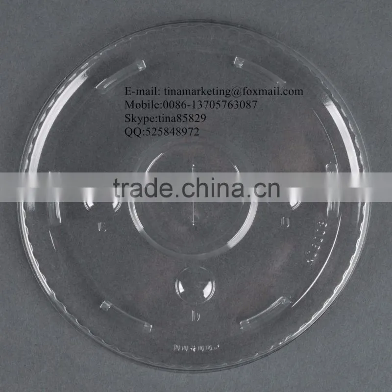 Custom Disposable Clear Plastic Cold Drink Cup Lid with Straw Slot for 16,20 and 24oz Cup