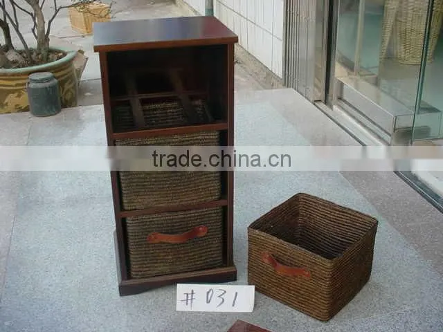 Large natural wooden cabinet willow furniture with handle