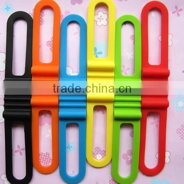 Promotional smart strong elastic bicycle silicone tie band / tie wrap
