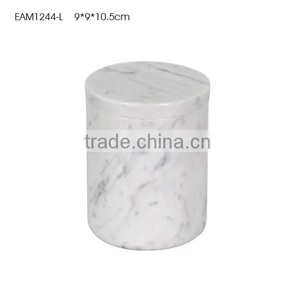 Hign quality natural stone glossy marble candle jars with lids for container holder home decor