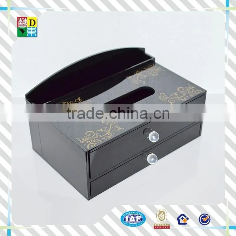 2015 custom multiuseful design simple black accrylic tissue box acrylic custom printed tissue box