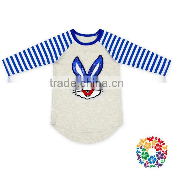 Easter Bunny Embroidery Sequin Kids Tshirts Fashion New Pattern Long Sleeve Easter Kids Raglan Shirts