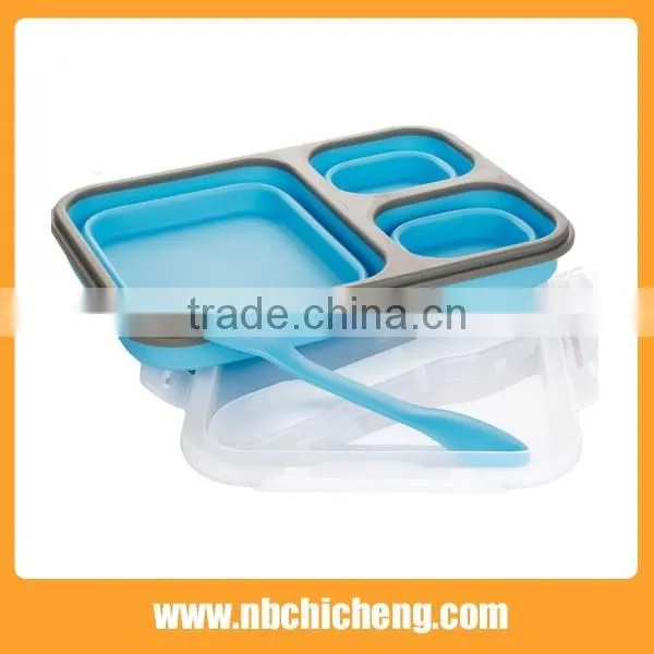 Silicone Lunch box, Folding Lunch Box, Silicone Microwave Food Container