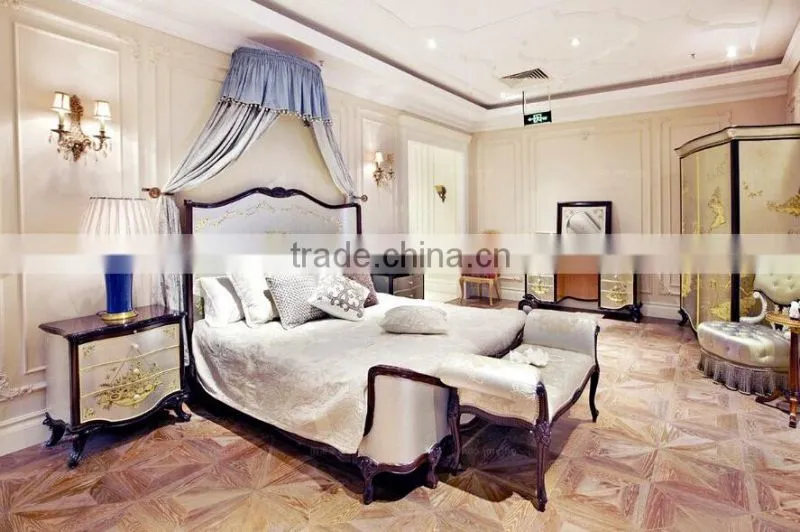 New Arrival Elegant Classic French Rococo Floral Painted Golden Vanity Dressing Table for Noble House BF12-05254b