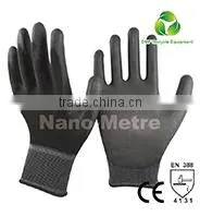 NMSAFETY 13 gauge black pu labor gloves black knitted pu palm coated gloves