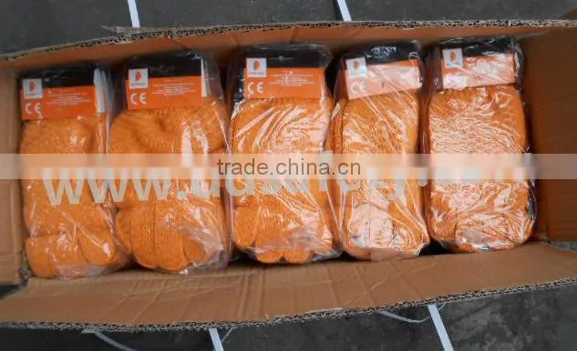 Orange Cotton Polyester String Knitted PVC Both Sides Safety Fishing Gloves From DDsafety