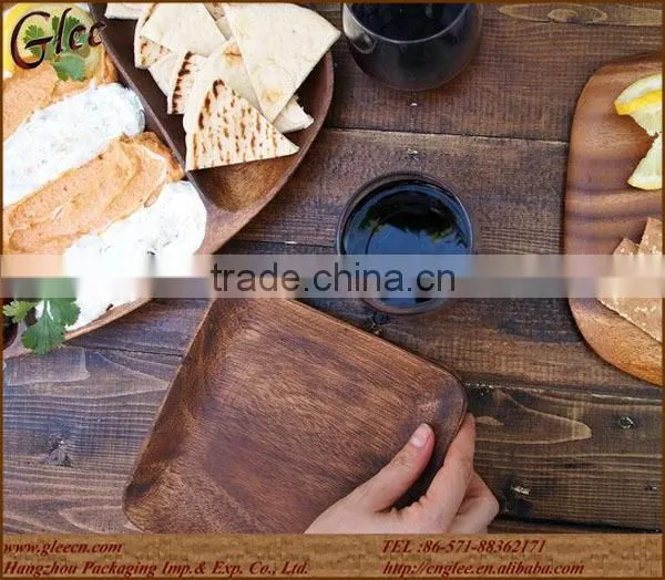 beauty acacia wood antique wooden plate for breakfast