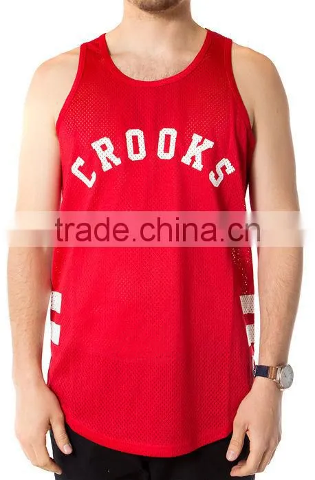 100% mesh polyester men singlet tank top