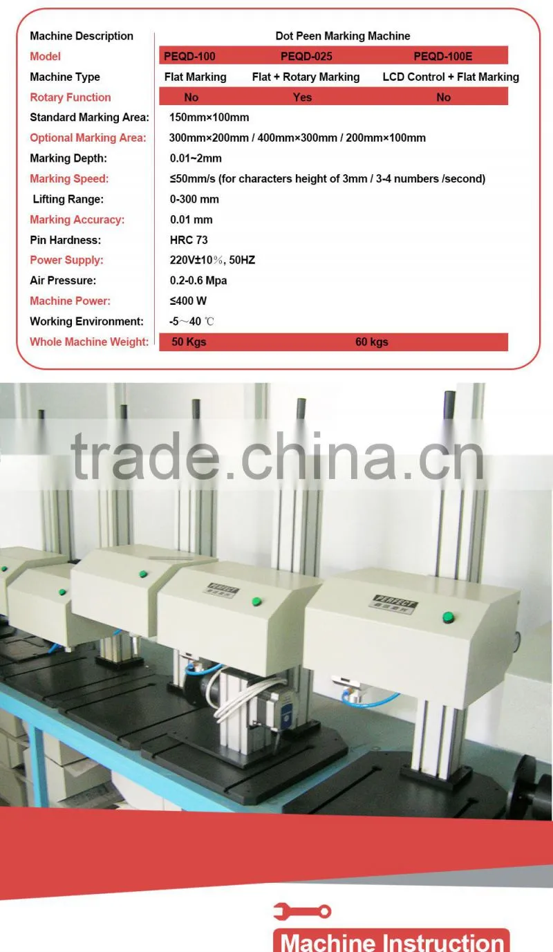 Mini style for nameplate making connecting rods dot peen marker device