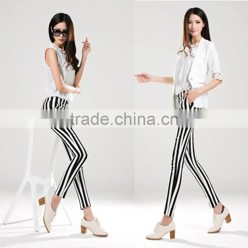 women striped pants fashion women skinny pants black white