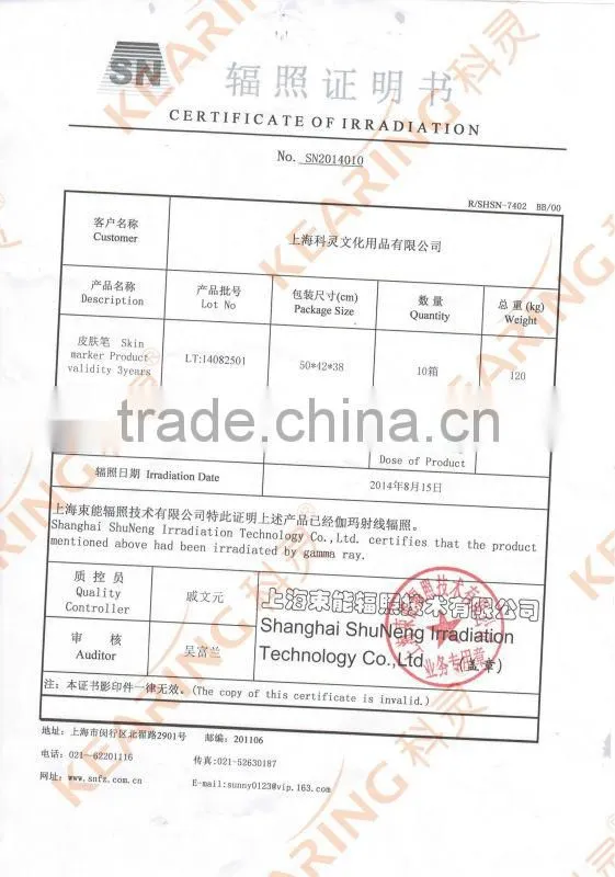 Non toxic high quality 1.0mm fiber tip medical marker skin marker with rulers used for radiology research and doctor use
