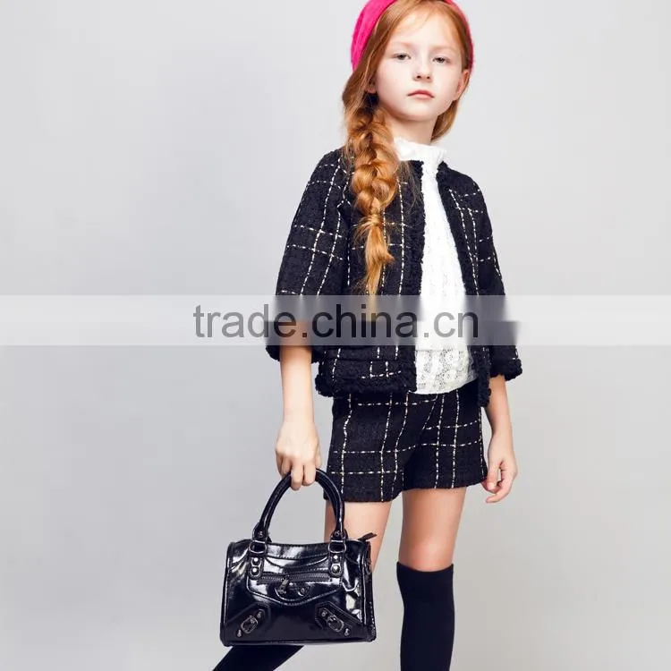 STOCK Available! COOL KID ZONE 2016 girls coat for autumn harf sleeves top coat with short pant Children complete sets