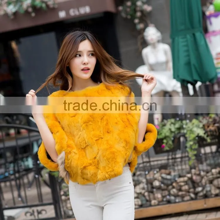 Natural Real Rex Rabbit Fur pure Color Coat Pullover Women Winter Natural Fur Coats Outerwear