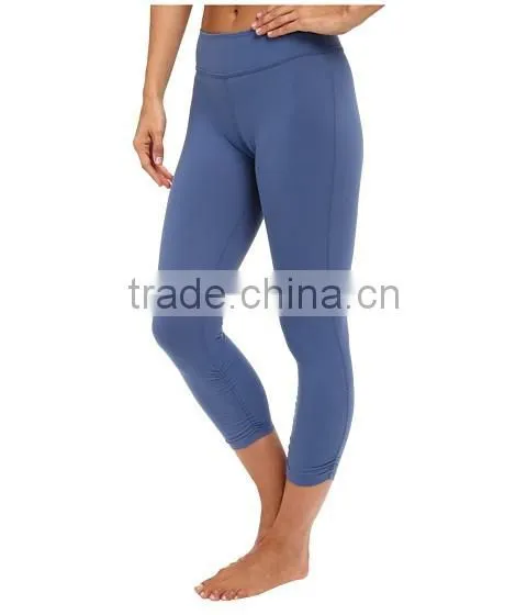 Custom solid color shinny yoga pants tight sport running pants for women