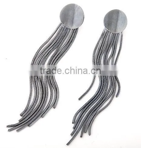 Alloy contracted tassels circular temperament gold earrings