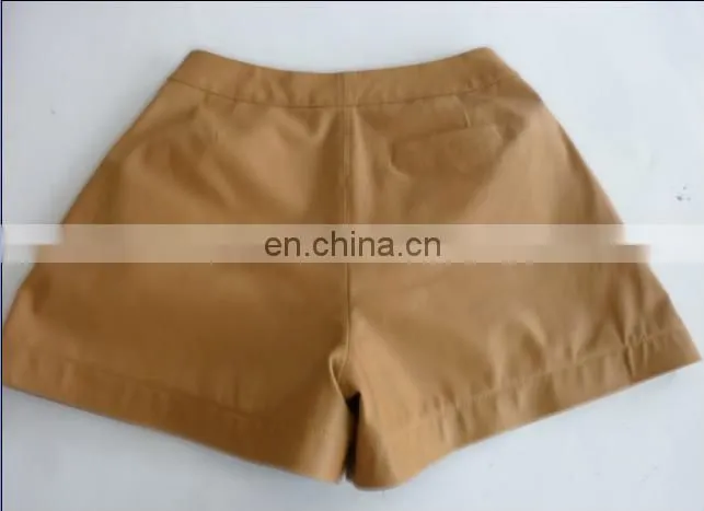 2015 new style sheep leather short pants in YKK zipper in front