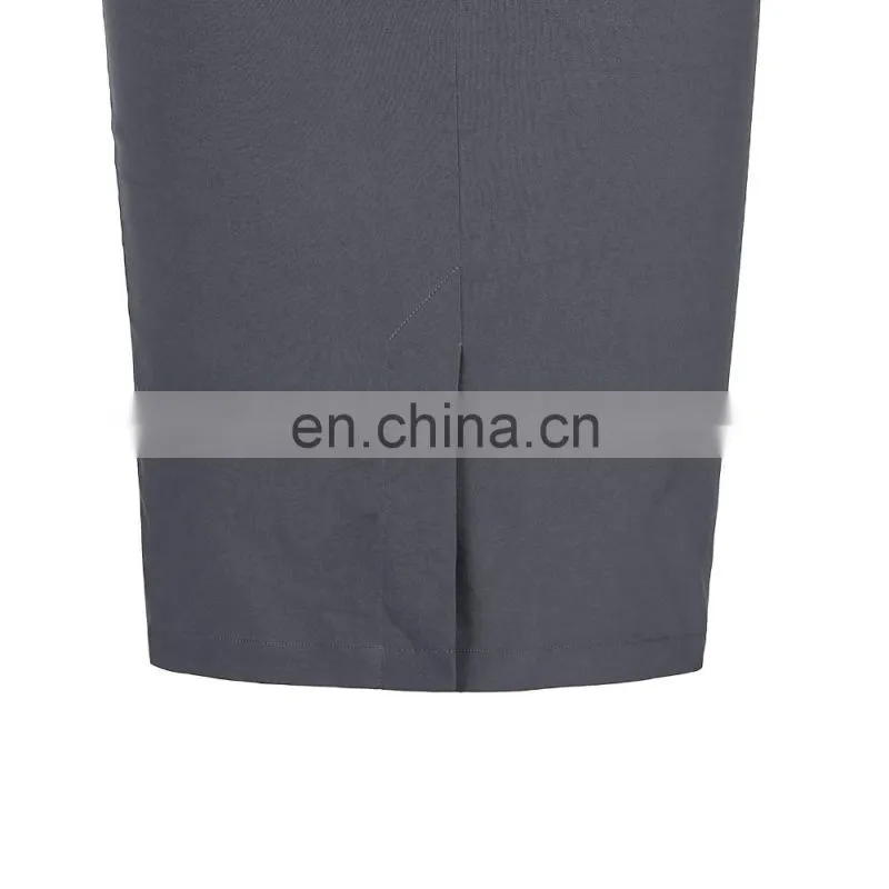 Grace Karin Womens Solid Color High Stretchy Hips-Wrapped Grey Vintage Retro Pencil Skirt CL010454-5