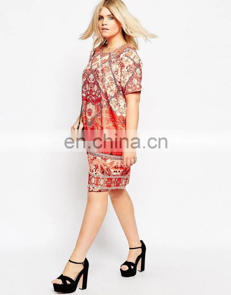 Custom-made printing dress for fat women plus size women clothing