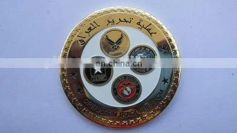 Wholesale metal epoxy soft enamel coin with gold plating