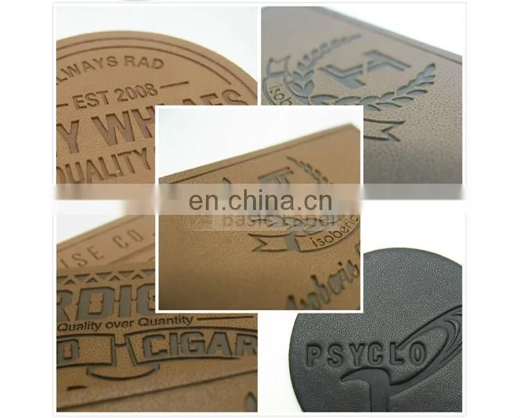 Pu handmade custom metal logo leather clothing label for garment