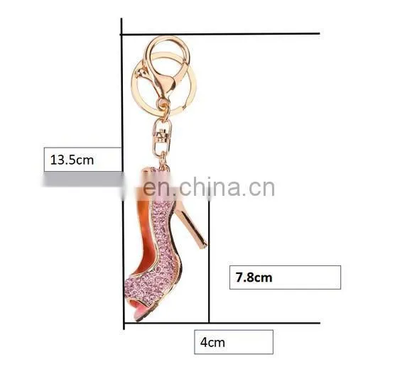 Popular Elegant Women Rhinestone High Heel Key Chain for Decoration