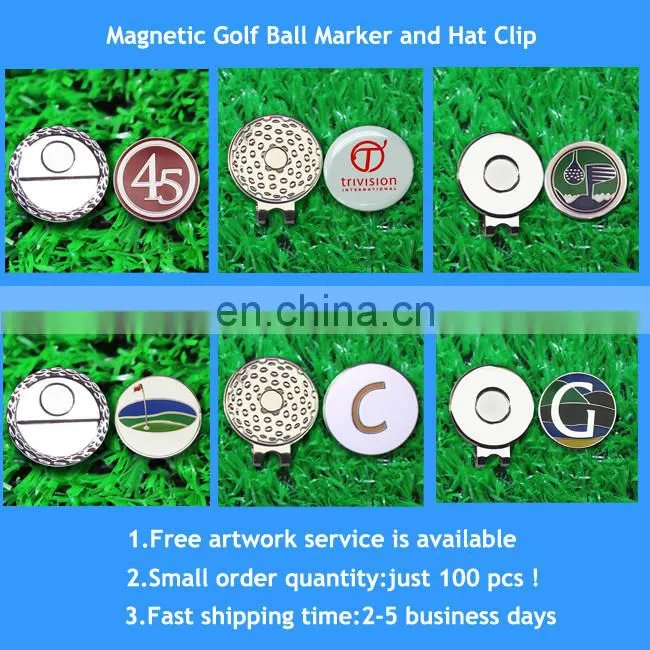 New 40mm 2 sided custom embossed metal magnetic golf poker chip ball marker
