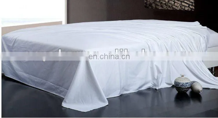 100% cotton white sateen bed sheet for hotels