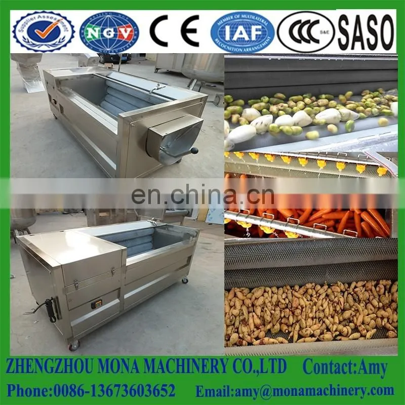 Brush roller type friute and vegetable washing cleaning and peeling machine for sale