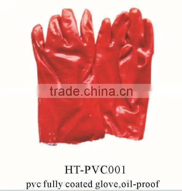 worker/PVC gloves oil proof industrial gloves oil industrial RED PVC coated cotton interlock gloves wholesale alibaba