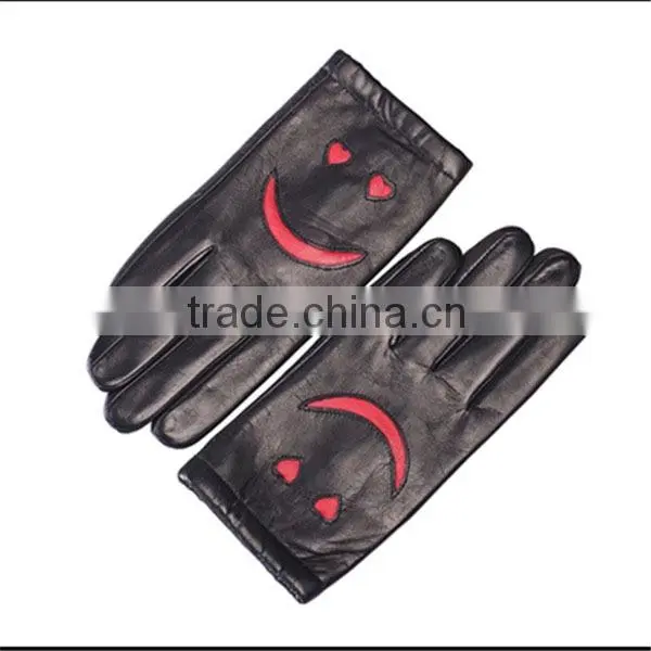 Women leather gloves work, black sheep skin with 70% wool, gloves importers
