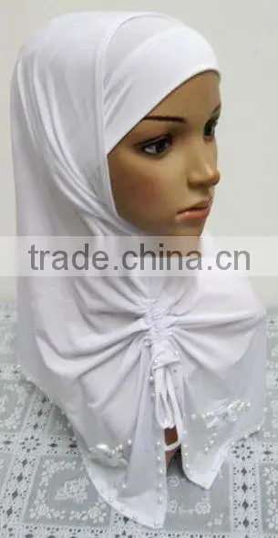 A569 Stylish islamic headscarf al amira square HEJAB pearl beaded flower two pieces MUSLIM HIJAB