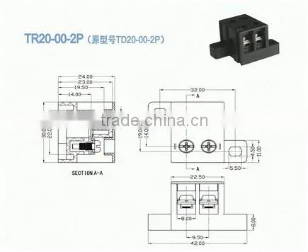 termin Block Pitch 9.50mm 300V 20A any poles available High Current Terminal connectors