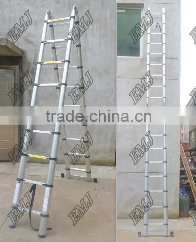 Industrial Aluminum Telescopic Ladder 5.6m=9+9=18 steps With SGS 2012 EN131