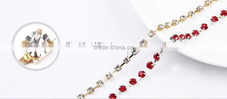 Wholesale 4 row rhinestone chain for shoes boots decoration