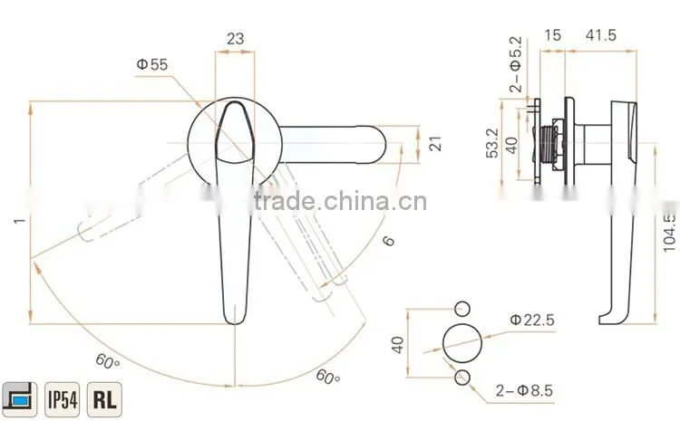 CE RoHS 2015 FEILEI MS306-2 electrica factory zinc alloy waterproof / dustproof cabinet/gate L handle lock with cover