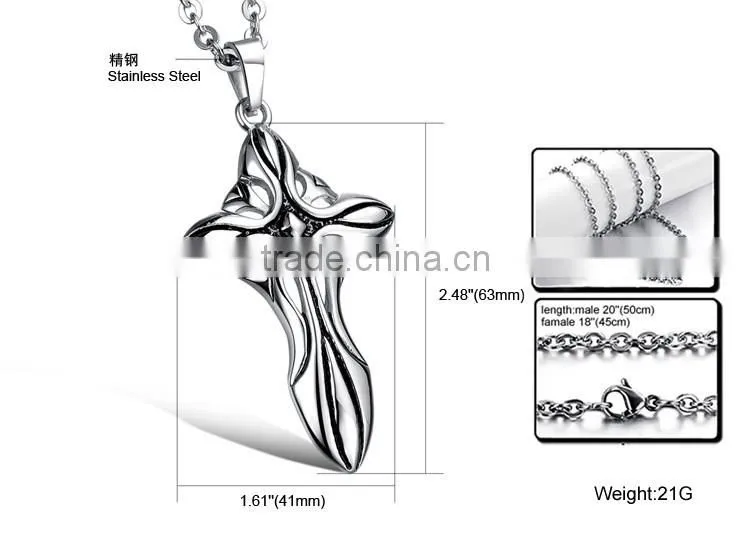 2016 Hotselling design gothic wind The cross of carve patterns Rock and roll style titanium steel necklace