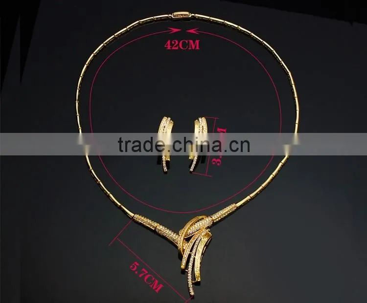 New Wholesale African Style Tassel Wedding Cubic Zirconia Costume Jewelry Set
