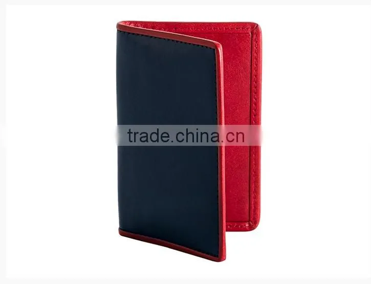 Top quality bifold simple design slim genuine leather card holder