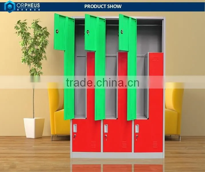 Durable Body L Shape Double Color Metal Workplace Lockers