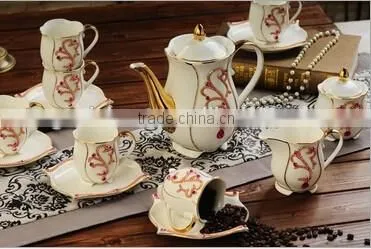 gold porcelain coffee set made In China