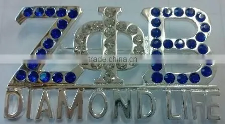 rhinestone crystal brooch Zeta Phi Beta ZPB Diamond life lapel pin Jewelry
