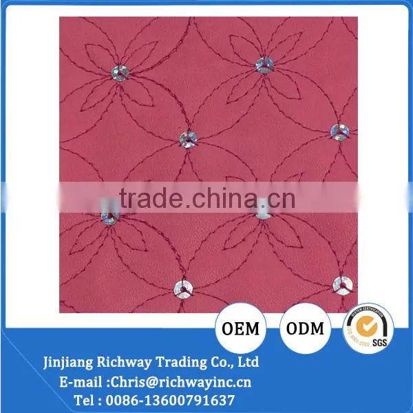 Embroidery shoes special material of pu leather sequin fabric