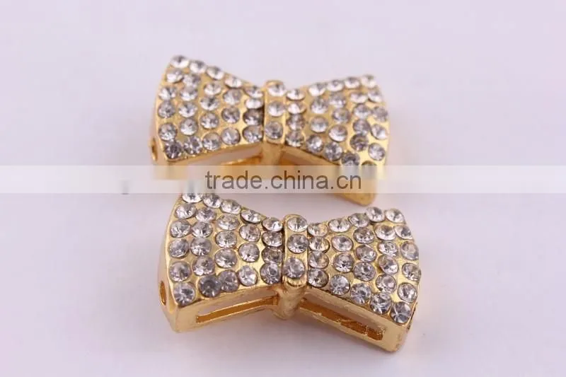 2014 bow crystal rhinestone connector charms ! wholesale alloy glitter silver Connector for bracelet making!!