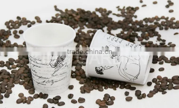 Large variety of paper cups and lids with custom designs