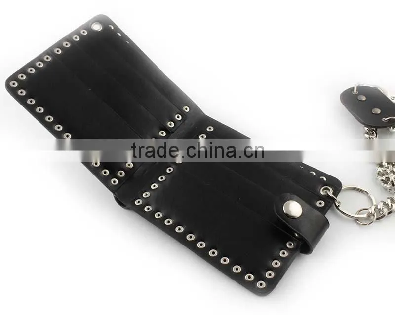 Men's skull biker studded leather unique wallet chains with a jeans long key chain