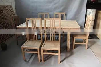 Chinese antique solid elm wood natural polish dinning chair